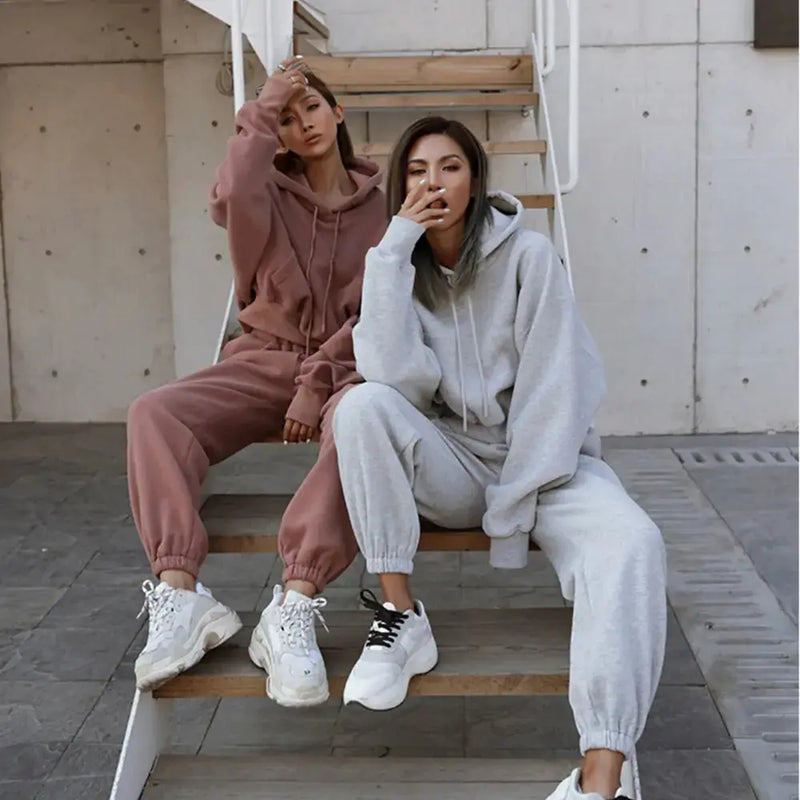 Women Warm Hoodie and Pants Set - HCDSHOP