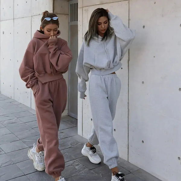 Women Warm Hoodie and Pants Set - HCDSHOP